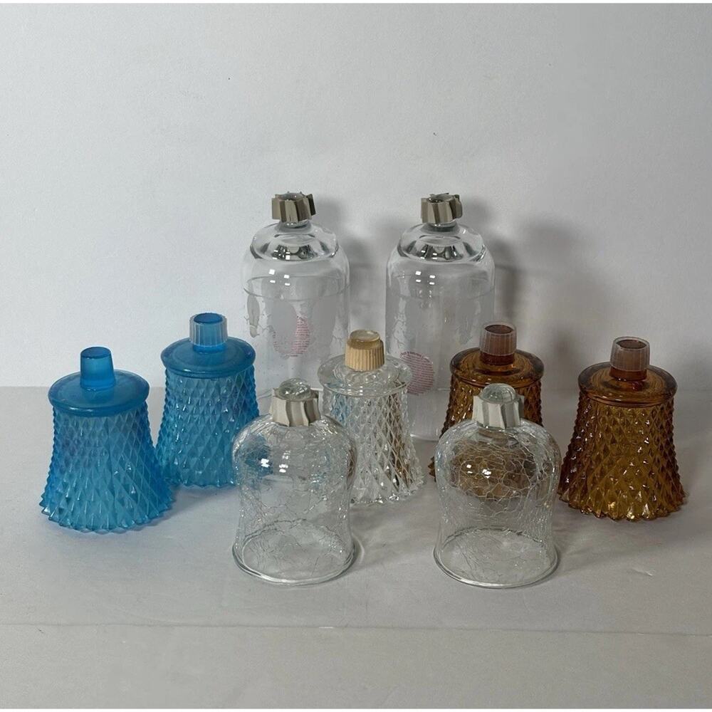 Assorted Colors Votive Cups Holders Diamond Snowman Crackle Lot of 9